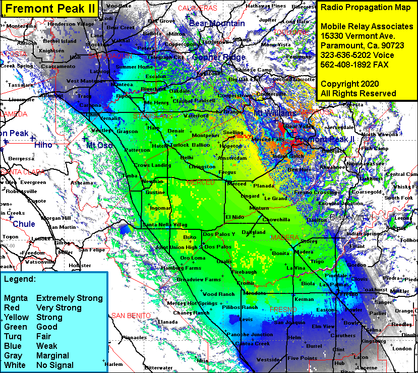 heat map radio coverage Fremont Peak II